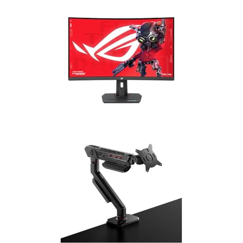 Image of Bundle of ASUS ROG Strix 32 inch 1440P USB-C Curved HDR400 Gaming Monitor (XG32WCMS) - QHD (2560x1440), 280Hz, 1ms + ASUS ROG Ergo Monitor Arm (AAS01) - Monitor Mount with Cable Management, Ergonomic