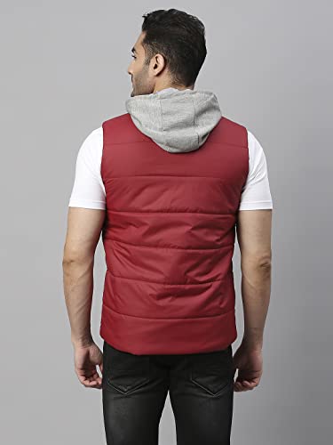 Image of Dennis Lingo Color Block Polyester Regular Fit Full Sleeves Men's Hooded Puffer Jacket with 2 Pockets - Lightweight Casual Winterwear for Men