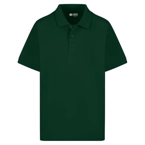 Mischief Age 1-15 Plain Polo Shirt Short Sleeve 20 + Colours Childrens Boys Girls School Uniform P.E. Gym Bottle Green