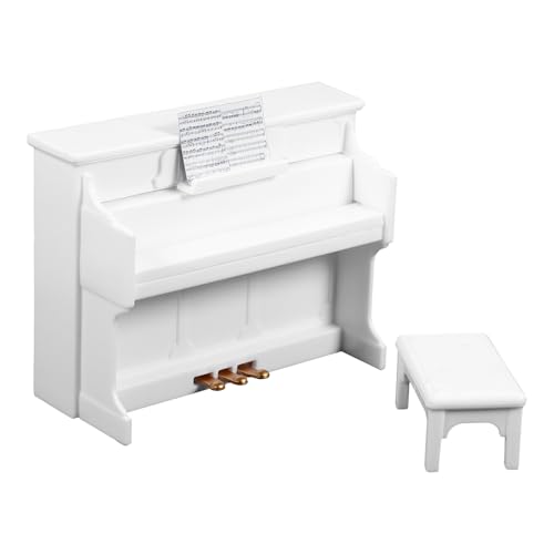 UPKOCH Mini Piano Maison De PoupéE avec Tabouret Et Partition DéCoration Miniature RéAliste Meubles Miniatures pour Accessoires De Maison De PoupéE ModèLe...