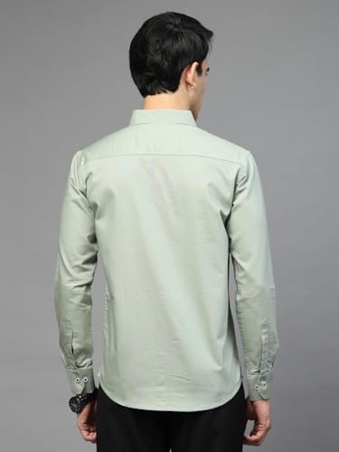 Image of Majestic Man Solid Cotton Casual Shirt - Slim Fit, Full Sleeves, Premium Button Closure