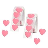 BLMHTWO 1000 Pieces Heart Stickers Roll, 25mm/1 Inch Pink Labels With Self-Adhesive and Strong Viscosity for Envelopes, Scrapbooking, Gift Wrapping