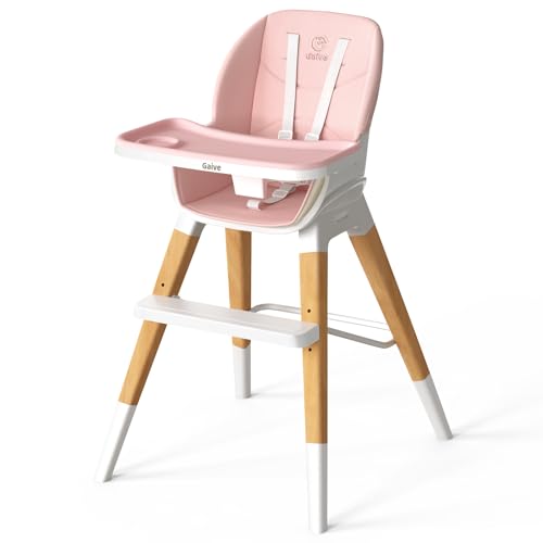 Image of GAIVE 8 in 1 Highchair, Convertible Wooden Baby High Chair with Tray, Adjustable High Chair for Babies and Toddlers, Easy to Clean, Grow with Family|Booster|Learning Table|High Stool