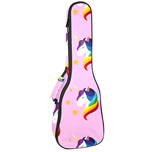 Housse de ukulélé licorne avec fond rose et sangle réglable pour ukulélé - Les Beatles, Paul McCartney, John Lennon, RIngo Starr, George Harrison Housse de ukulélé licorne avec fond rose et sangle réglable pour ukulélé