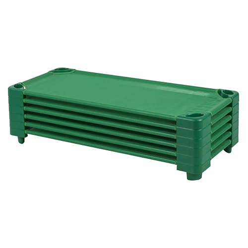 Image of Back2School Express Sleepline Stackable Cots, Ready-to-Assemble, Sleeping Cot, Green, 6-Pack