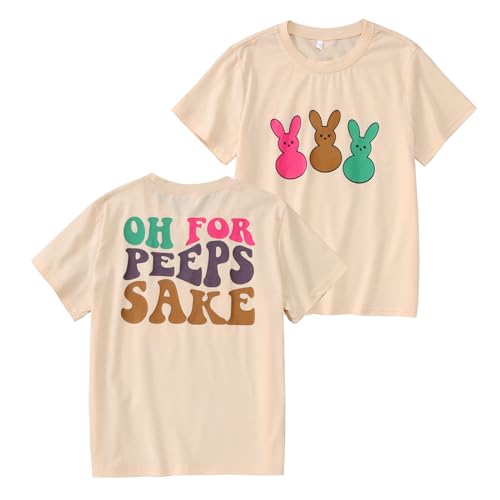 CM C&M WODRO Little Girls Easter Bunny Shirt Oh for Peeps Sake T-Shirt Short Sleeve Kids Funny Happy Easter Graphic Tees Tops