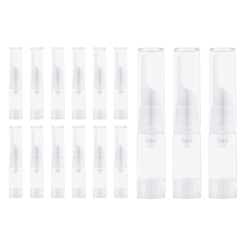 Liobelon 15 Pieces 5ml Airless Pump Bottles, Empty Refillable Airless Pump Jars, Travel Size Dispenser Vacuum Eye Cream Bottle, Mini Travel Bottles for Lotion Toiletries Liquid Toner Sample