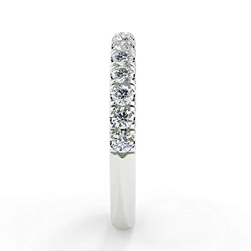 Natural 14k White Gold Diamond Ring for Women Wedding Anniversary Stackable Thin Band 1/4 cttw (Color H-I, Clarity I1-I2). Natural Real Mined Diamonds.3