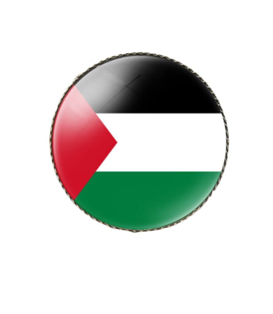 vmcoatdu Round 1 Inch Palestine Flag Pin International Travel Brooch Metal and Glass Revivalism Style Souvenir Badge for Hat Clothes Backpack, One Size, Metal