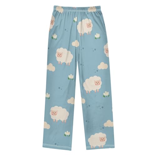 Cloud and Sheep Boys Pants Boys Athletic Pants Long Pant for Boywith Pockets Wide-Leg Size 6-14Y2