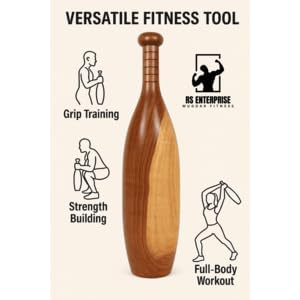 Image of Traditional Wooden Oval Shaped Mugdar for Strength Training and Agility, Indian Exercise Club, Premium Teak Wood Construction (4, Kilograms)