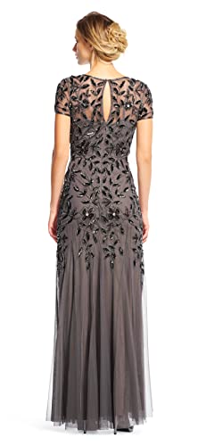 Image of Adrianna Papell Womens Floral Beaded Godet Gown