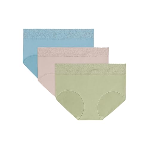 Image of Bali womens Brief Underwear 3-pack, Modern Seamless Brief Panties With Lace Trim