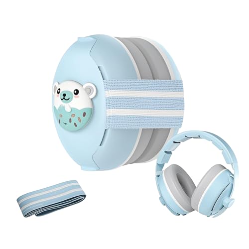 Robofun Casque Anti Bruit Bébé, 2 en 1 Casque Anti Bruit Pour Bébés et Tout-Petits Jusqu'à 48 Mois, Protection Auditive, Réglable, Amélioration du...