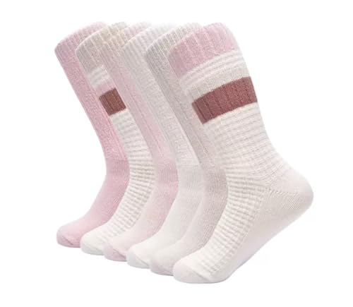 Lucky Brand Women's 6-Pack Exceptionally Soft Boot Style Socks, Rose/Cream/Multicolor, Size 5-10, Calf-Length, Waffle Knit, Ribbed Cuff