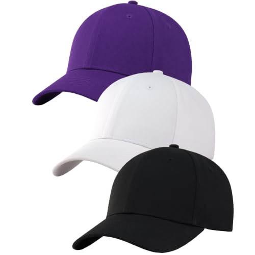 Image of 3 Pack Plain Cotton Strapback Baseball Hat Adjustable Low Profile Blank Team Ball Caps for Men Women