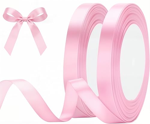 10mm Pink Ribbon Yiduohua 22M Ribbons for Gift Wrapping 2Pcs Gift Wrap Ribbons for Crafting Halloween & Christmas Wedding & Valentines Day Decoration