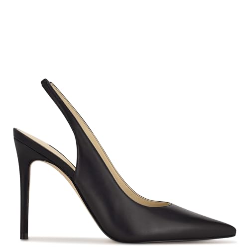 Image of Nine West Feather Pointy Toe Slingback Pumps, 10.5, Black Leather