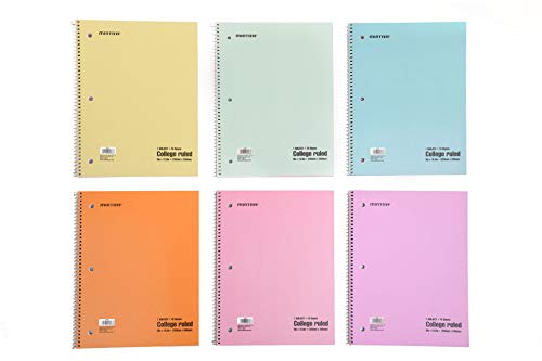 Mintra Office Spiral Notebooks - Pastel, College Ruled, 6 Pack, For School, Office, Business, Professional,70 Sheets #TOP2