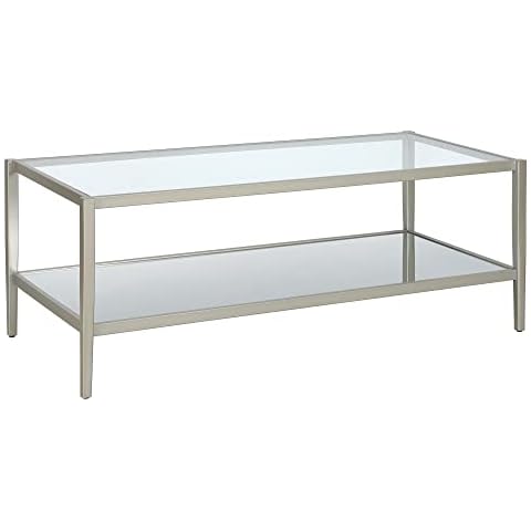 Henn&Hart 45" Rectangular Coffee Table with Mirror Shelf Cover