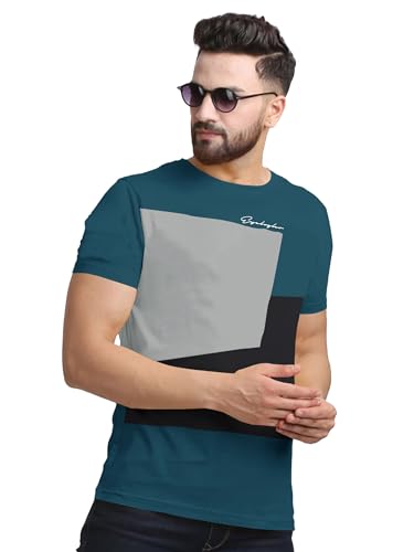 Image of Noble Monk Men Regular Fit T-Shirt | Round Neck | Half Sleeve | Self Design | Casual T Shirt for Men