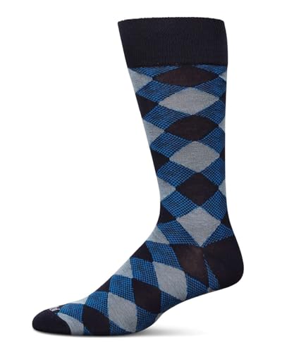 MeMoi Men's Argyle Rayon Dress Crew Socks