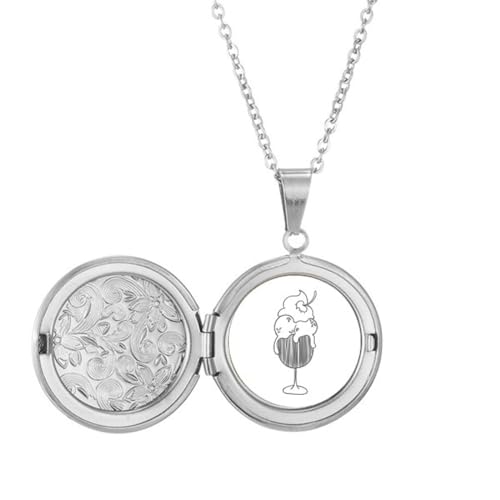Collier médaillon gobelet de cerises contour noir le cadeau idéal et poétique