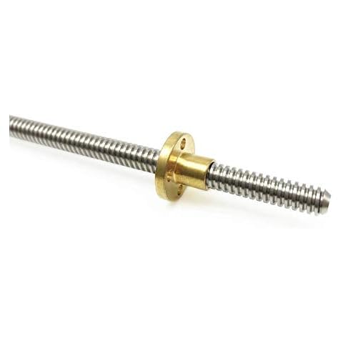 1PCS PCS 450mm（17.72 Inches）Tr8x4 Lead Screw with T8 Brass Nut (Acme Thread, 2mm Pitch, 2 Starts, 4mm Lead) for LCD DLP SLA 3D Printer Z Axis and CNC Machine Cover