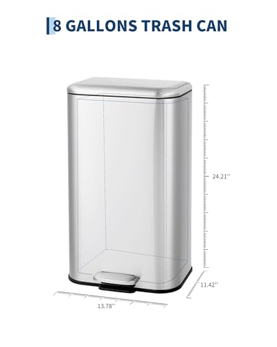 Caneca de basura rectangular IDEALHOUSE 8 galones acero inoxidable miniatura 5