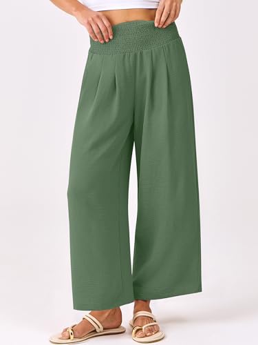 Image of ANRABESS Womens Wide Leg Palazzo Pants with Pockets | Lightweight Breathable High Waisted Pants, Beach Vacation Flowy, Lounge & Casual Summer Trousers