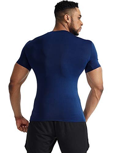 Camiseta masculina de corrida Cadmus para treino de compressão, 5011# Navy Blue & Blue & Red,pack of