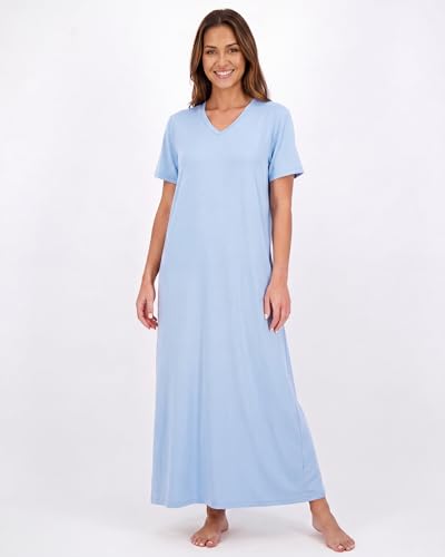 Image of Real Essentials 3 Pack: Women's Soft Maxi Long Nightshirt Short Sleeve Soft Nightgown Sleep Dress (Available in Plus Size)