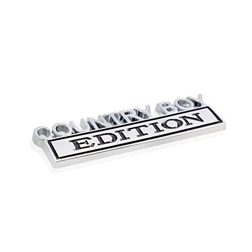 Image of 2 Pcs Country Boy Edition Emblem 3D Metal Badge Decal Sticker Fit for Universal Car Truck SUV Side Rear Front Hood Trunk Door (Silve Black)