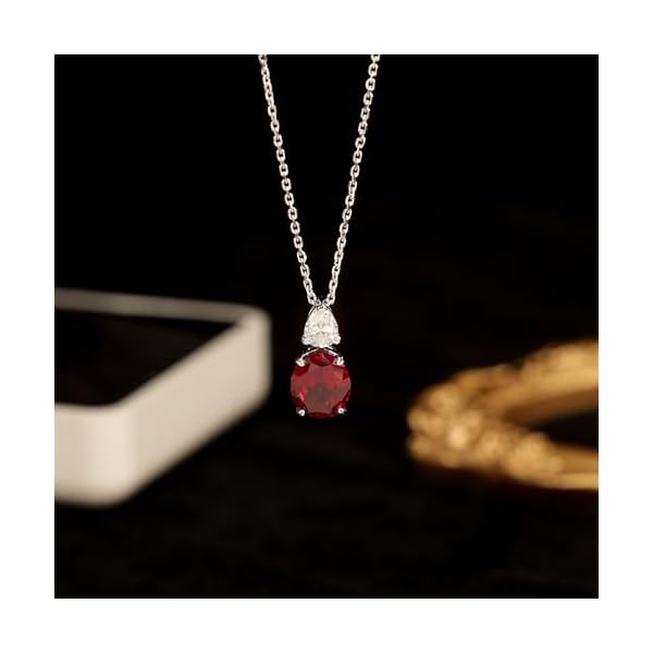 Ruby Necklace for Women – 4.8ct Lab-Grown Ruby & Moissanite Pendant, 18K White Gold Plated 925 Sterling Silver, Elegant Red Gemstone Jewelry Gift - Image 4