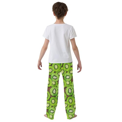 ZZXXB Green Kiwi Fruit Boys Long Pants Soft Trousers Elastic Waist Kids Lounge Bottoms with Pockets S-XL3