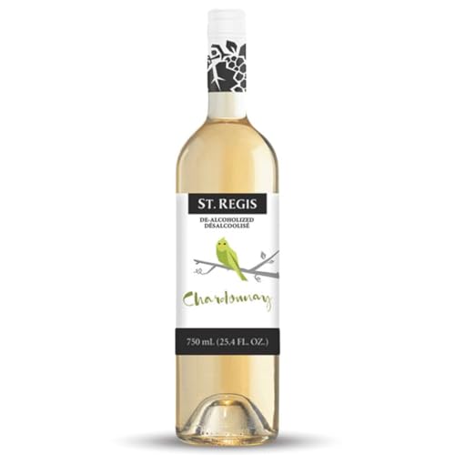 ST. REGIS Non-Alcoholic Chardonnay 25.4 Fl Oz (1 Pack) - Low Calorie and Sugar - Golden Yellow Floral and Fruity Rich Flavor from North of Spain Vineyards -