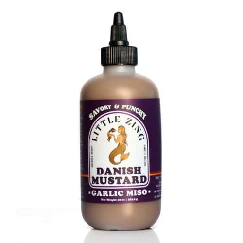Image of Little Zing Garlic Miso Mustard, Savory Umami Sauce with White Miso, Black Garlic & Red Wine Vinegar, Vegan & Gluten Free, for Sushi, Ramen, Poke Bowls & Roasted Veg, 10 oz