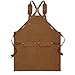 DILLMAN Woodworking Apron for Men Shop Apron Thick Canvas Work Apron with Tool Pockets (Khaki)