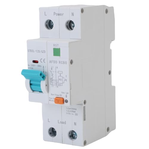 Generic Arc Fault Circuit Breaker, 1P+N AFDD RCBO RCCB Miniature Circuit Breaker Overload Leakage Arc Fault Protector, Smart Circuit Breaker DIN Rail Mount for Battery Power System (40A)