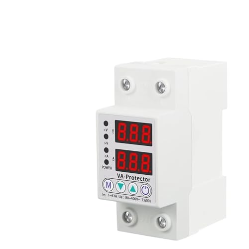 Adjustable Digital Voltage Relay 220V 40A/63A Household Circuit Breaker Surge Protector Limit Over and Under Current Protection(63A)