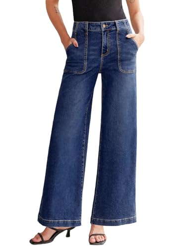 Sidefeel Womens Wide Leg Jeans High Waisted Stretchy Straight Leg...