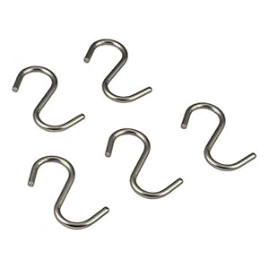 Gedotec universele S-haak metalen kledinghaak voor keukengerei – doeken – kleding | metalen haak voor kledingkast | roestvrij staal look | voor 16 mm buis-Ø | 5 stuks – ophanging voor leuningstang
