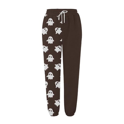 Kids Halloween Sweatpants Ghost Print High Waisted Cinch Bottom Boy Girls Sporty Active Joggers Casual Pants