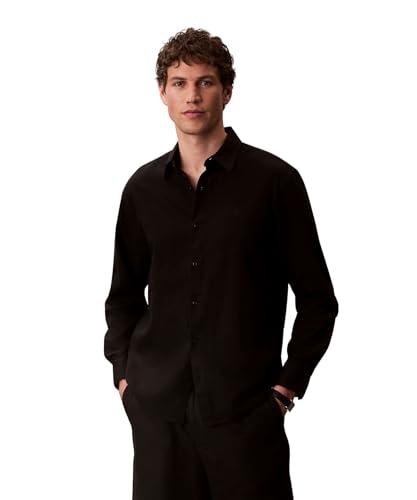 [カルバン クライン] シャツ - ロングスリーブソリッドクラシックシャツ 4LF190G M BLACKUB1