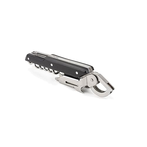 Peugeot - Clavelin Sommelier’s Corkscrew - Patented Single Pull Manual Bottle Opener with Foil-Cutter and Bottle Cap Remover, Black, 5.5 Inches