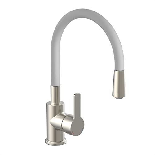 EISL Flexo Edelstahl/Grau Flexible Spültischarmatur, biegsamer Wasserhahn für die Küche, hoher Auslauf mit Soft-Touch-Schlauch, 360 Grad schwenkbar, Wasserhahn Küche flexibel, NI186FLNIG