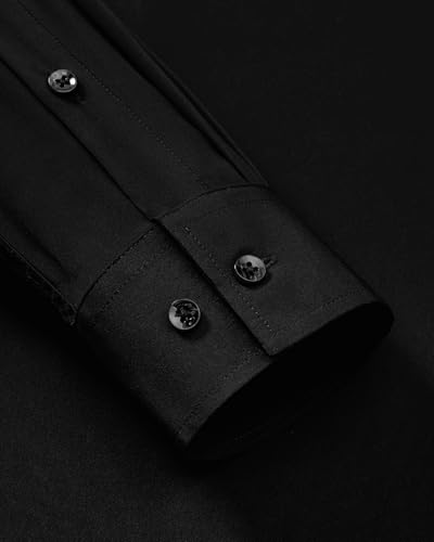Alimens & Gentle Men's Dress Shirts Wrinkle Free Stretch Solid Long Sleeve Button Down Shirt Wedding Dating4