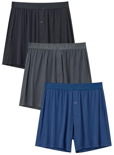 COLORFULLEAF Men's Boxer Underwear Soft Rayon Boxers for Men Packs Relaxed Summer Boxer Underpants