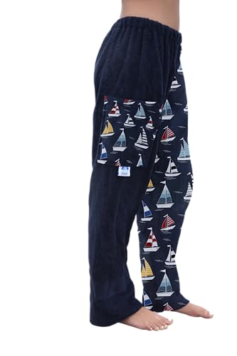 Towel Pants for Swimmers – Sailboats - Cotton Terry Towel Pants – Beach Coverup – Resort Wear – Swim wear2