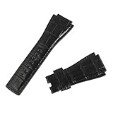 NKCVEZBW Kompatibel mit Leder-Uhrenarmbändern Herrenarmband Kompatibel mit Bell & Ross B&R BR-01 BR-03 Armband Handgelenk Konvex Gürtel Armband(Coal Black)